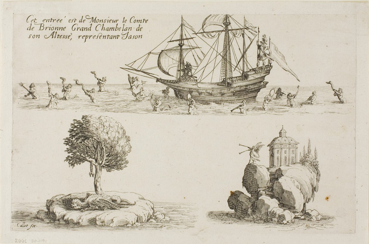 Einzug des Grafen von Brionne, Großkämmerer Seiner Hoheit, als Jason, aus Der Kampf an der Barriere von Jacques Callot