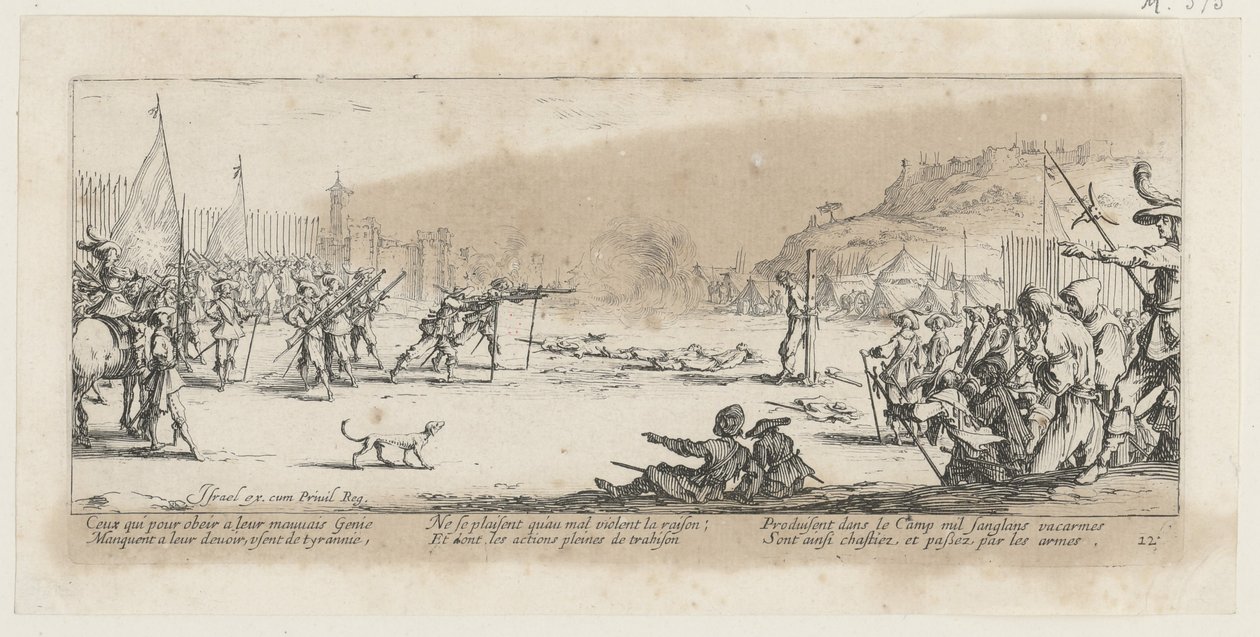 Erschießung, Blatt 12 der Folge "Grauen des Krieges" von Jacques Callot