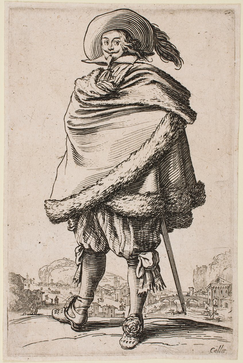 Herr in einem Pelzbesetzten Mantel, aus der Serie „Der Adel“ von Jacques Callot