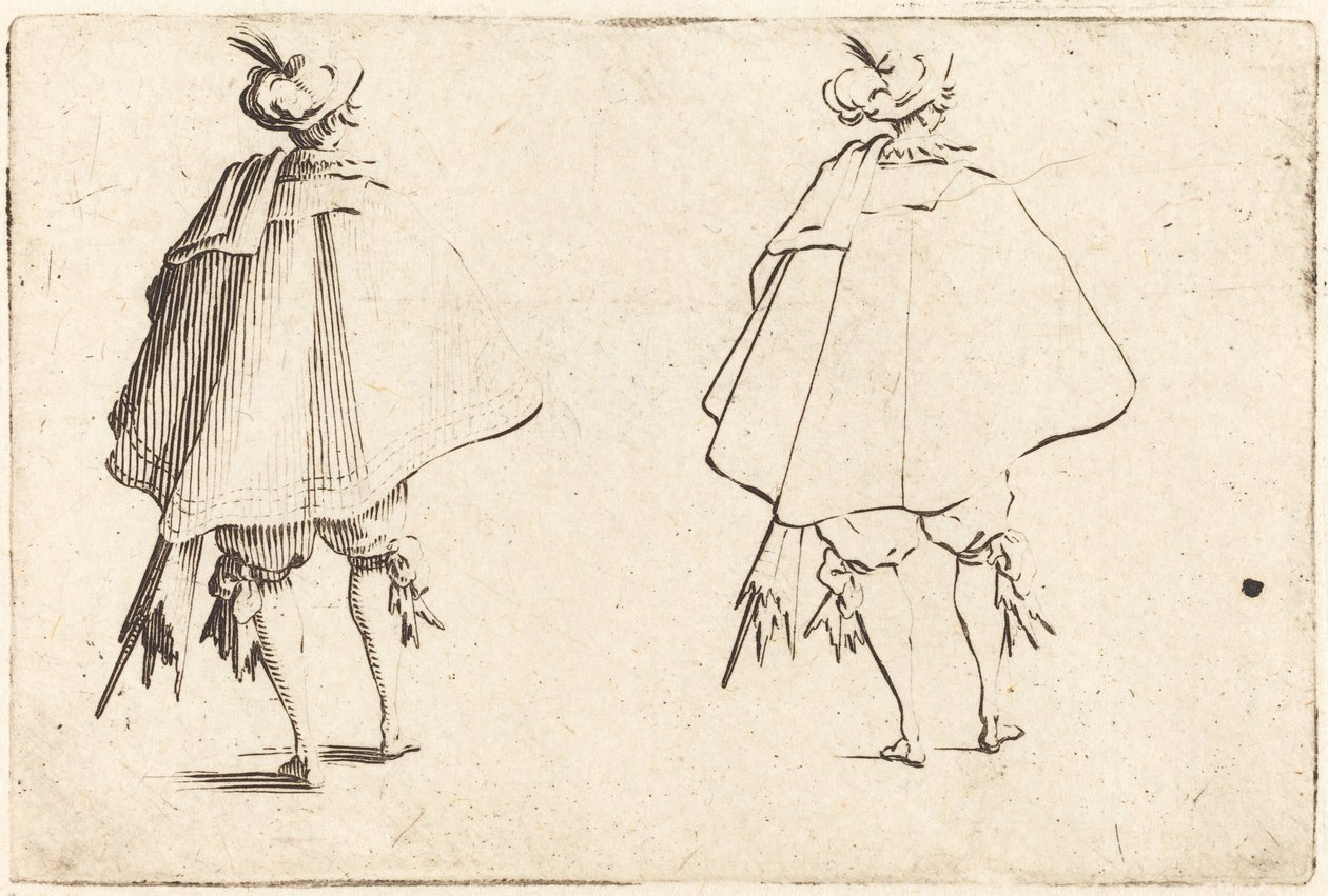 Herr im großen Mantel, von hinten gesehen von Jacques Callot