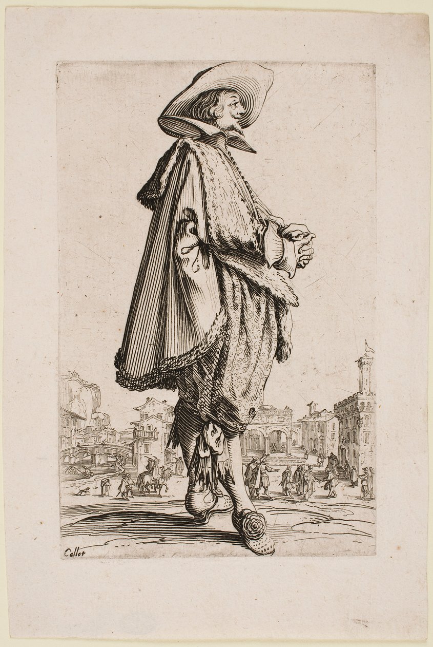 Gentleman mit gefalteten Händen, aus der Serie „Der Adel von Lothringen“ von Jacques Callot