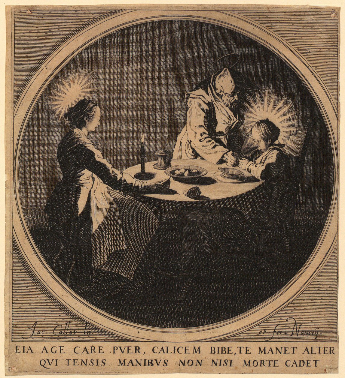 Heilige Familie am Tisch von Jacques Callot