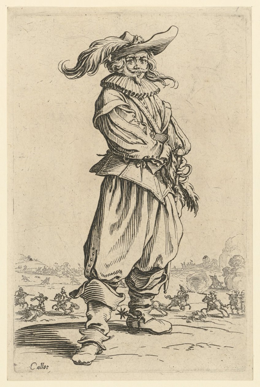 Krieger mit dem großen Federhut von Jacques Callot