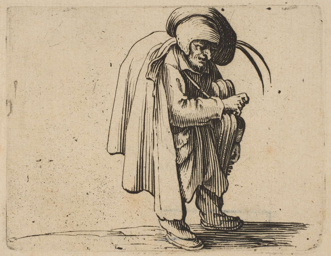 Der Drehleierspieler, aus Varie Figure Gobbi, suite appelée aus... von Jacques Callot