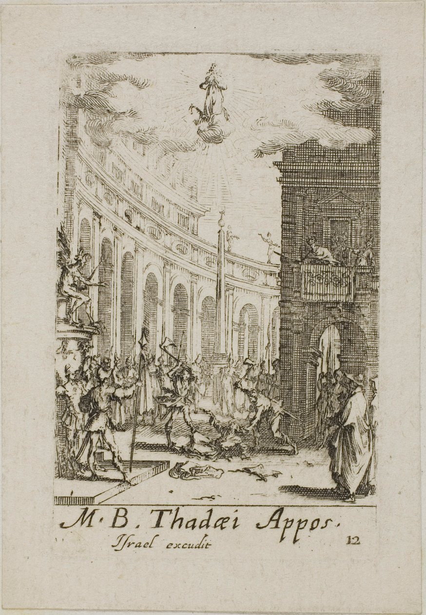 Martyrium des heiligen Thaddäus, Platte zwölf aus Die Martyrien der Apostel von Jacques Callot