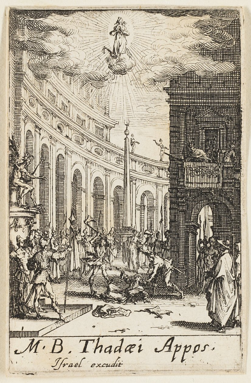 Martyrium des Heiligen Thaddäus, Tafel zwölf aus Die Martyrien der Apostel von Jacques Callot