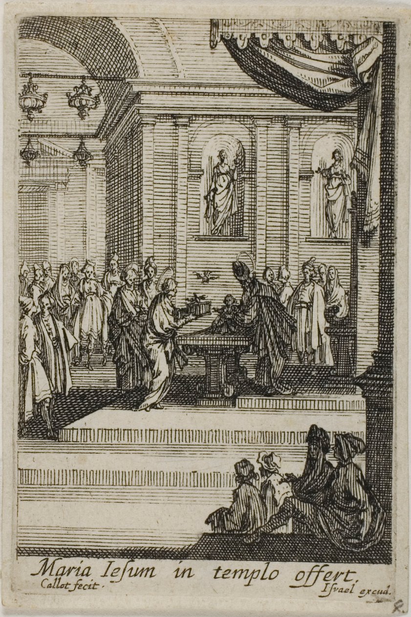 Maria präsentiert Christus im Tempel, aus Das Leben der Jungfrau von Jacques Callot