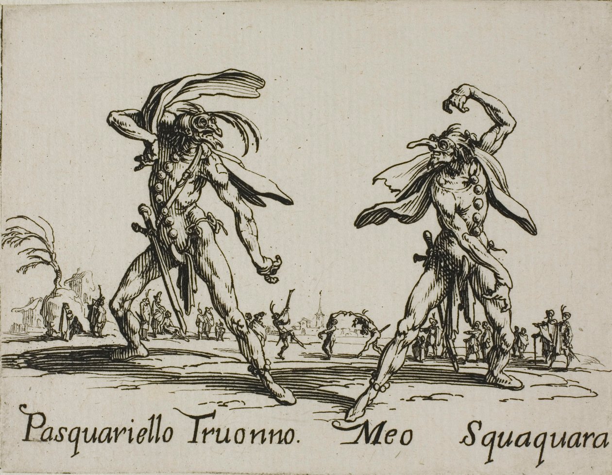 Meo Squaquara, Tafel 20 aus Balli di Sfessania von Jacques Callot