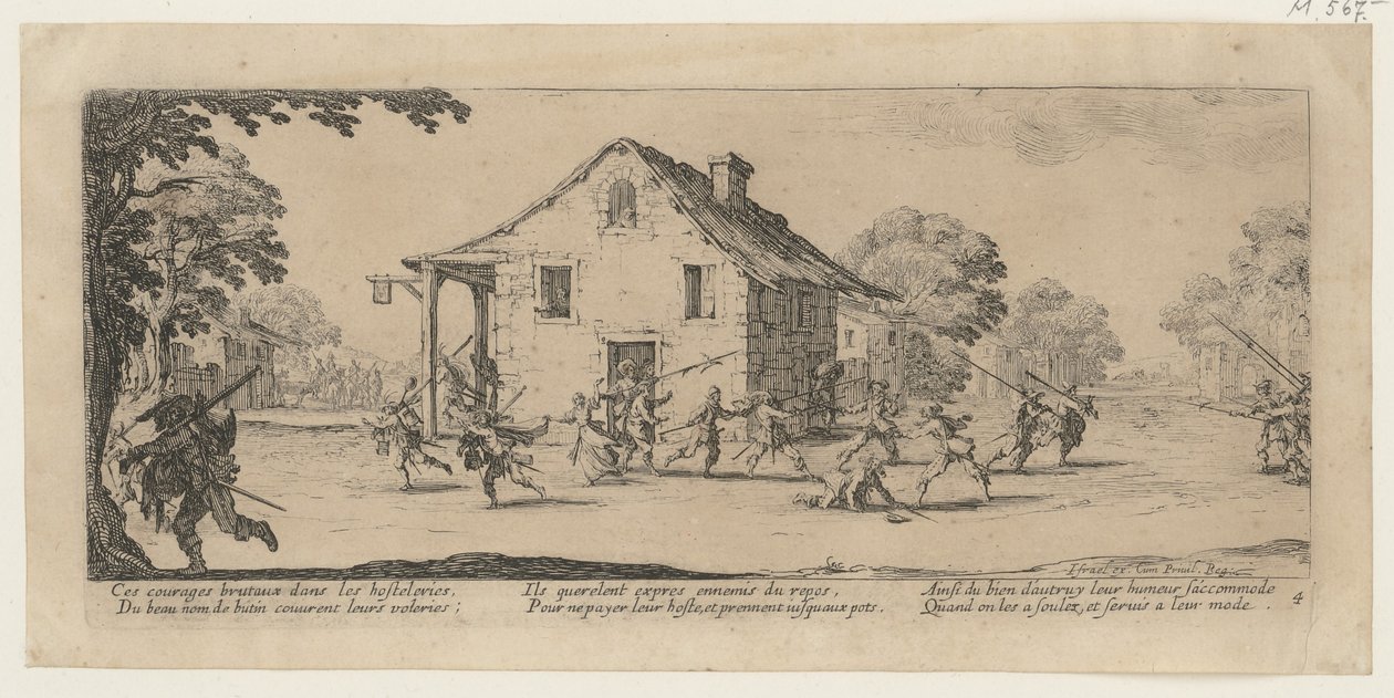 Plünderung, Blatt 4 der Folge "Grauen des Krieges" von Jacques Callot
