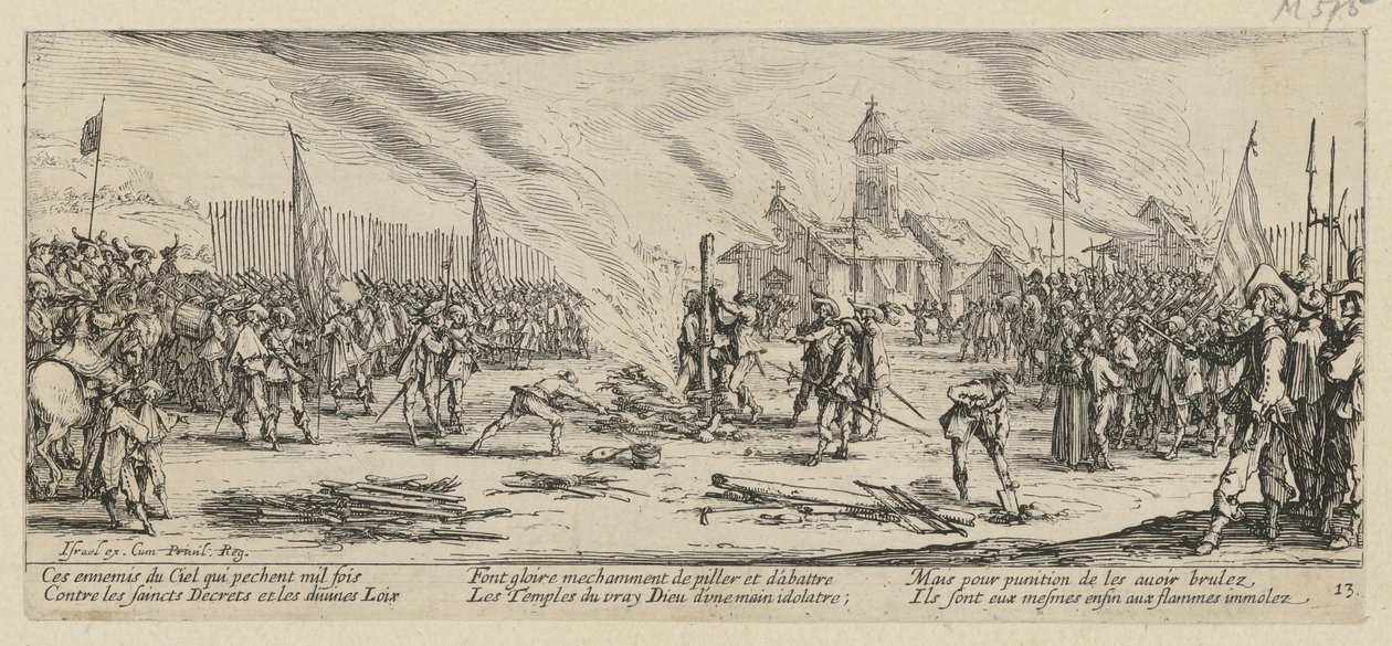 Scheiterhaufen, Blatt 13 der Folge "Grauen des Krieges" von Jacques Callot
