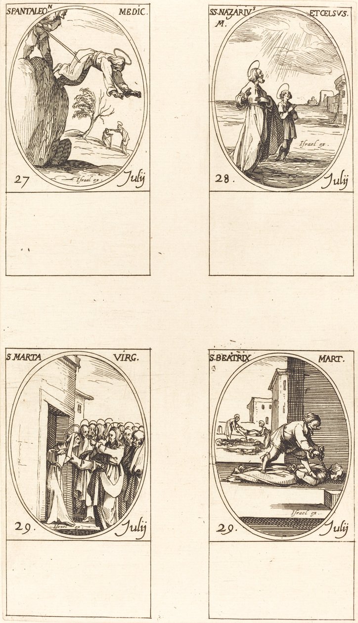 St. Pantaleon; Sts. Nazarius und Celsus; St. Martha; St. Beatrice von Jacques Callot