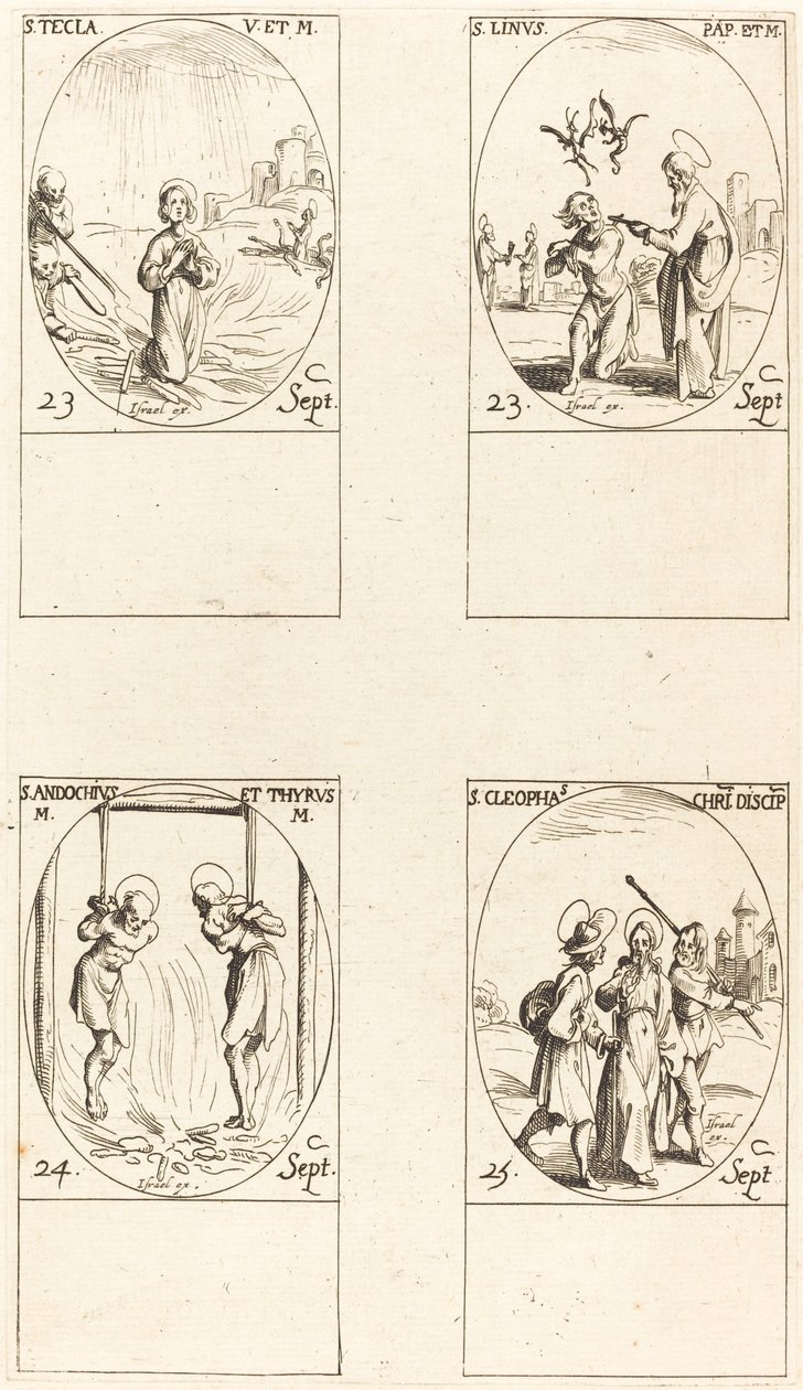 St. Thekla, St. Linus, Sts. Andochius und Thyrsus, St. Kleophas von Jacques Callot