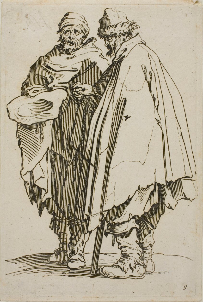 Der Blinde und sein Begleiter, Platte neun aus Die Bettler von Jacques Callot