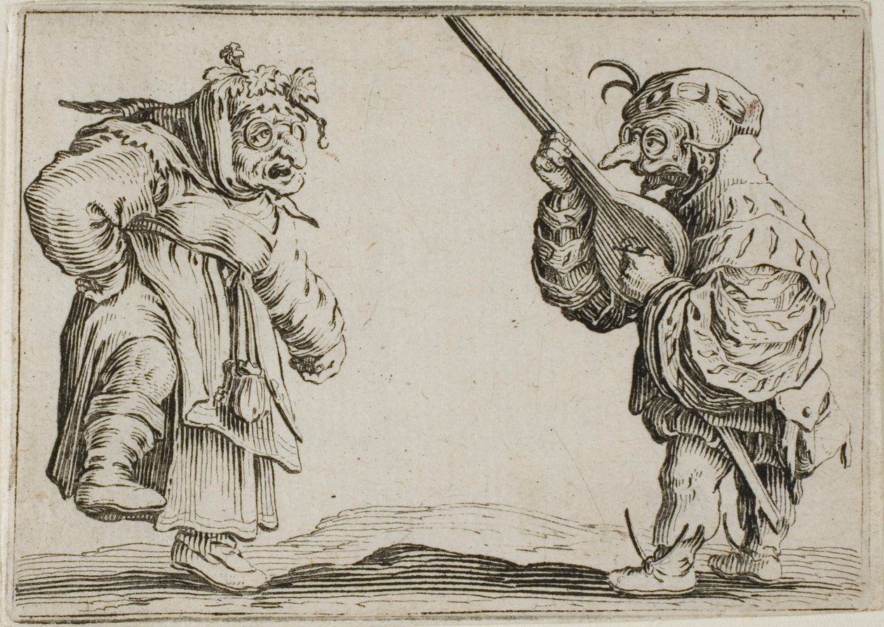 Die Tänzer mit der Laute, aus Die Caprices von Jacques Callot