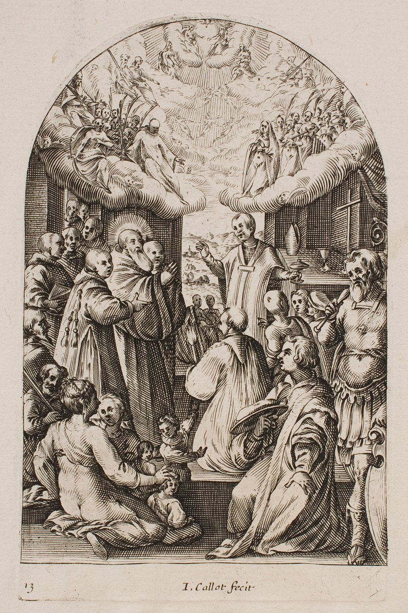 Der Tod des heiligen Benedikt, aus der Serie „Bilder von Rom“ von Jacques Callot