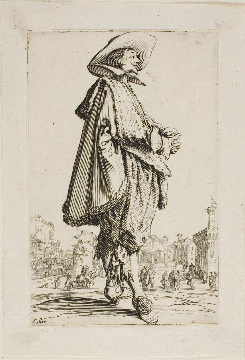 Der Herr mit gefalteten Händen, Platte elf aus La Noblesse von Jacques Callot