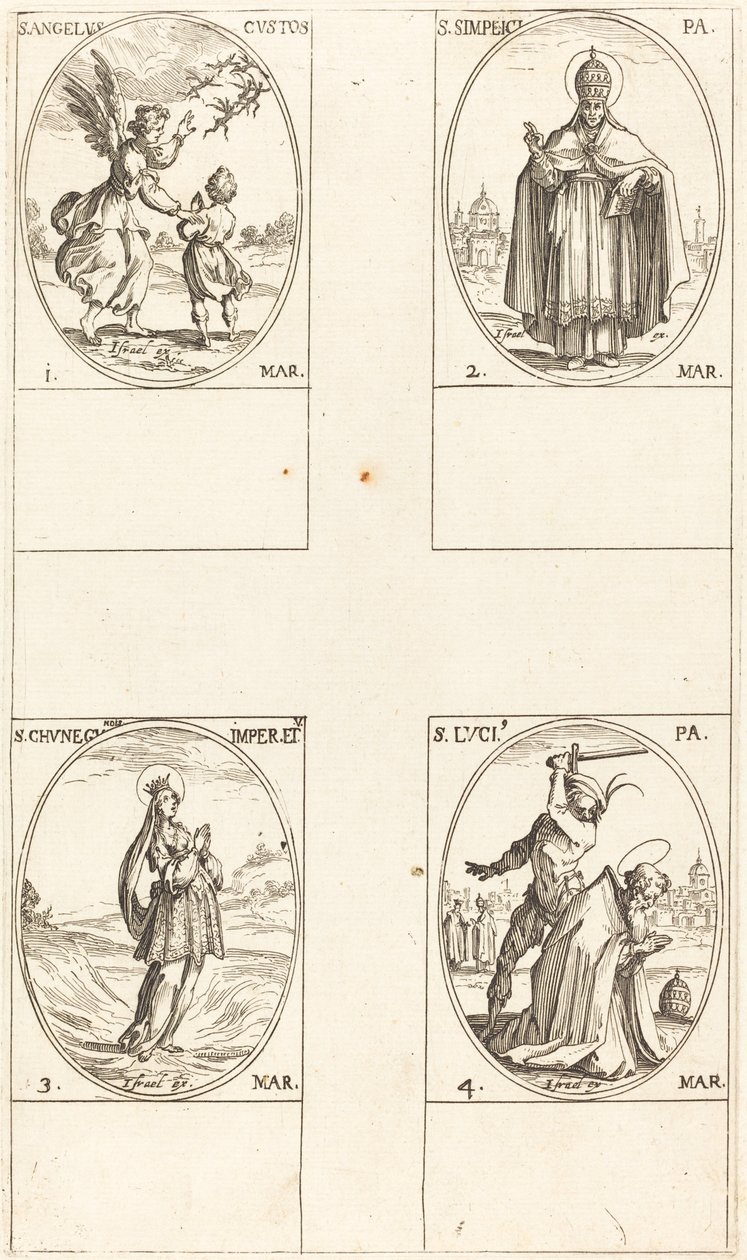 Der Schutzengel, St. Simplici, St. Kunigunde, St. Luci von Jacques Callot