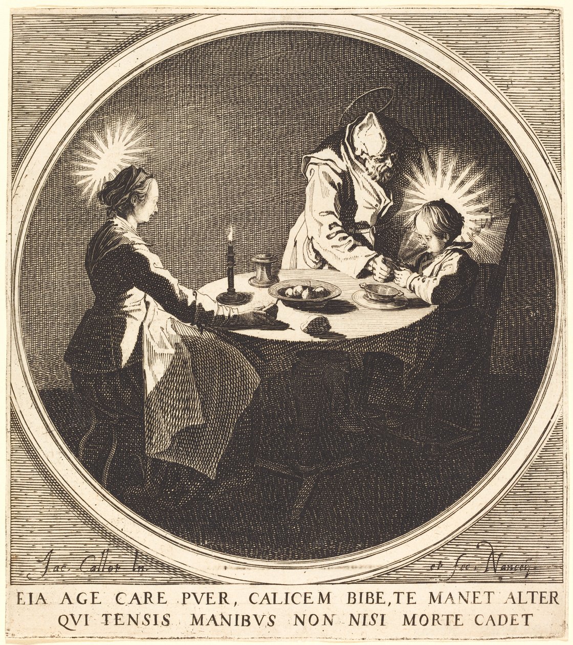 Die Heilige Familie am Tisch von Jacques Callot