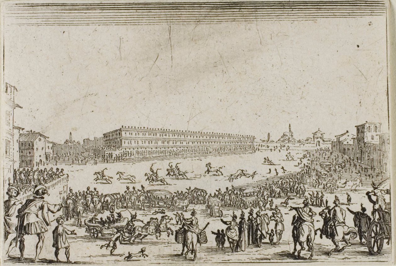Das Pferderennen im Pitti-Palast in Florenz, aus Die Launen von Jacques Callot