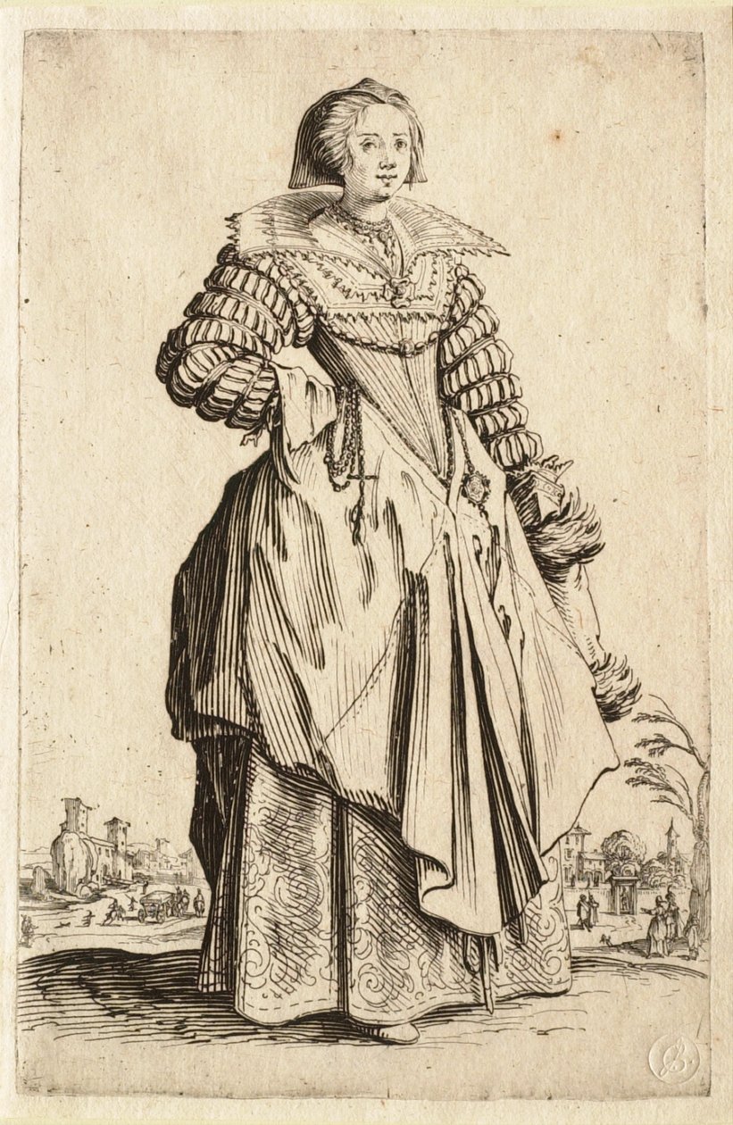 Die Dame mit dem großen Kragen und der zurückfallenden Haube von Jacques Callot