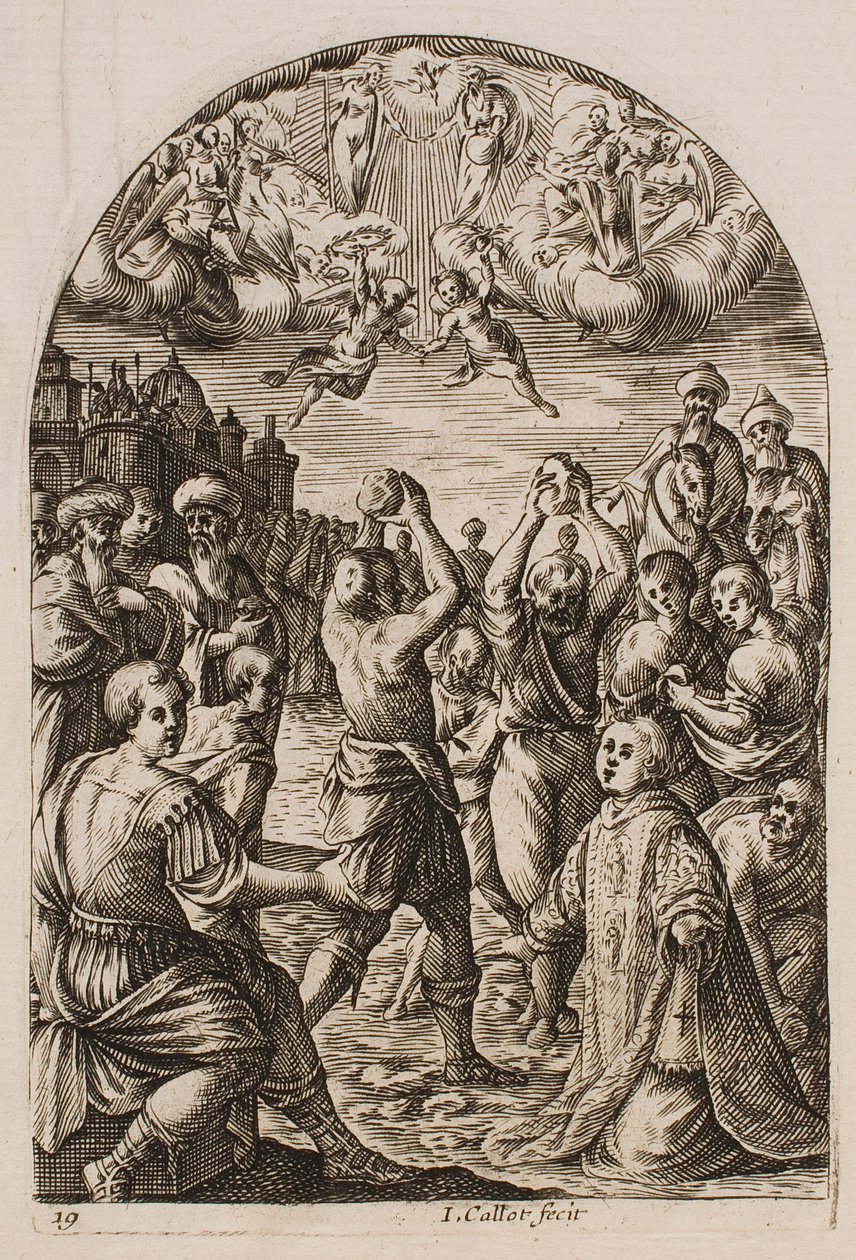 Das Martyrium des heiligen Stephanus, aus der Serie „Bilder von Rom“ von Jacques Callot