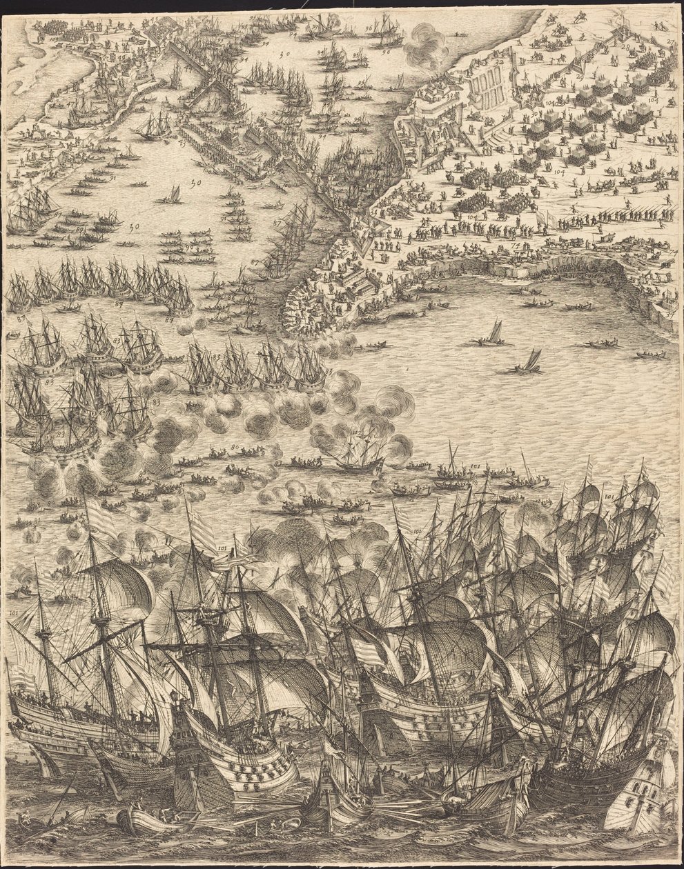 Die Belagerung von La Rochelle [Platte 11 von 16; Set umfasst 1952.8.97-112] von Jacques Callot
