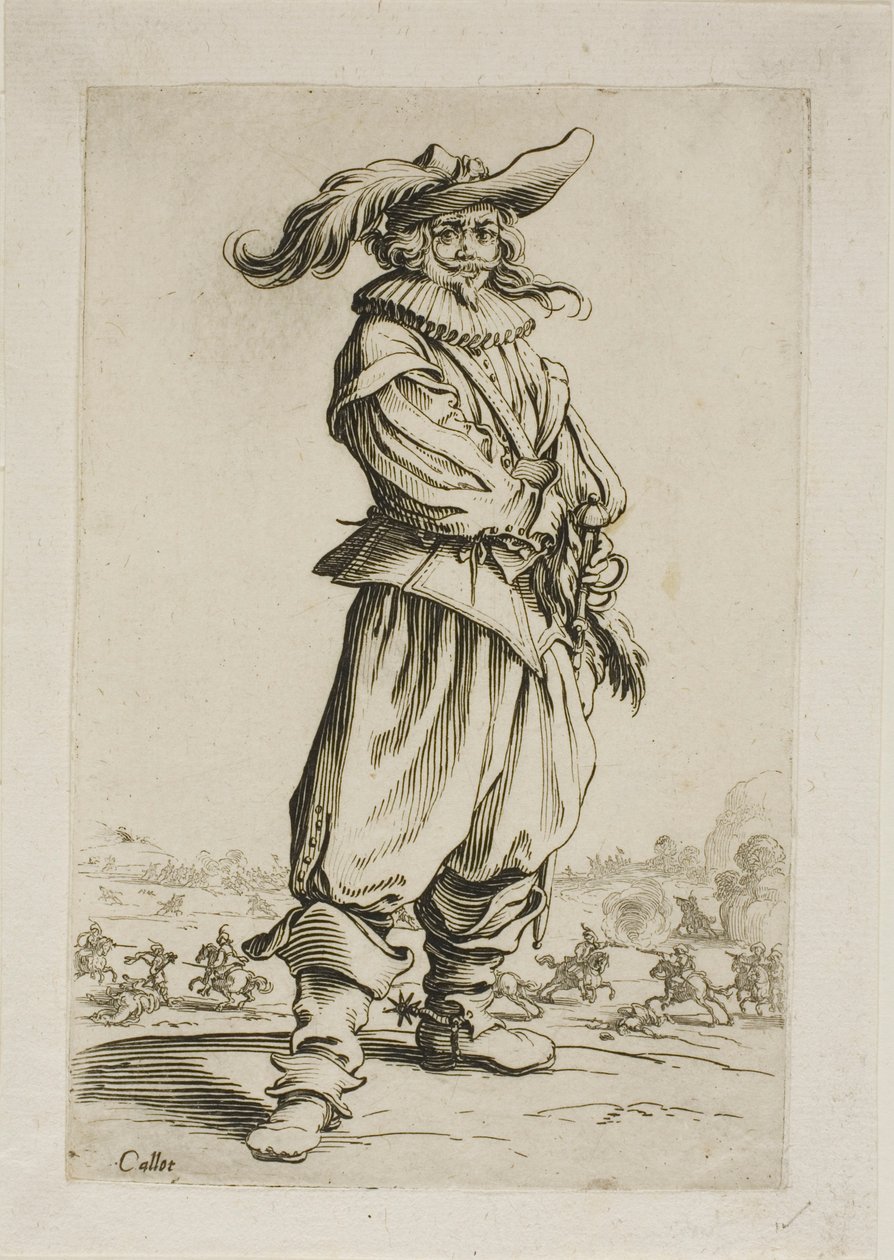 Der Soldat mit dem Federhut, Platte drei aus La Noblesse von Jacques Callot