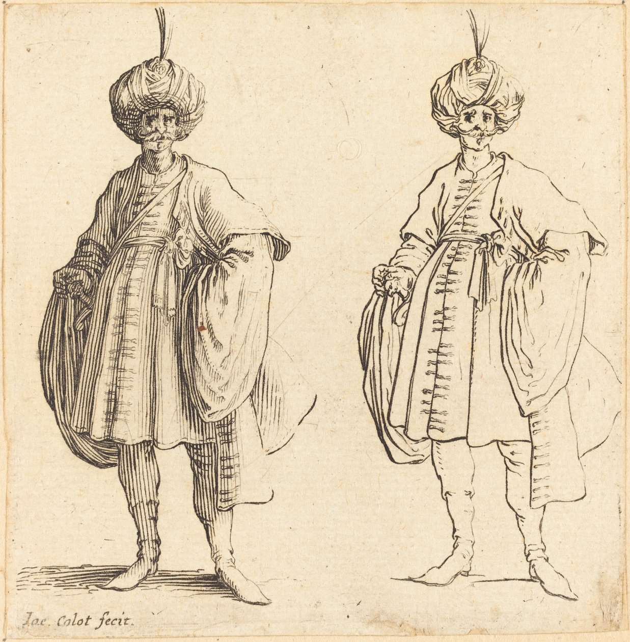Zwei Türken in Turbanen mit Feder von Jacques Callot