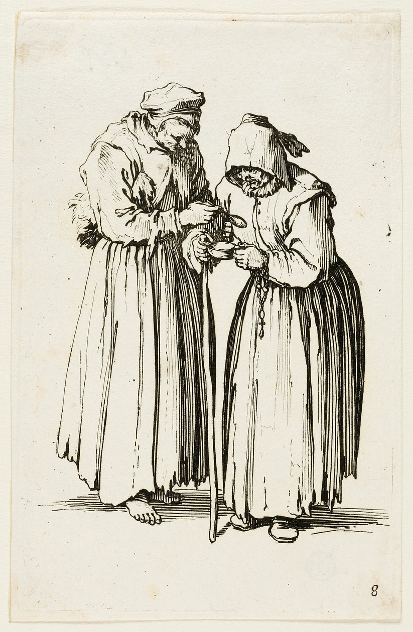 Zwei bettelnde Frauen, Tafel acht aus Die Bettler von Jacques Callot