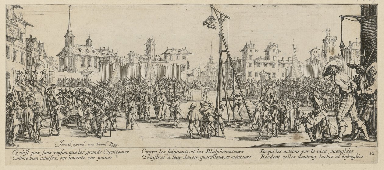 Wippgalgen, Blatt 10 der Folge "Grauen des Krieges" von Jacques Callot