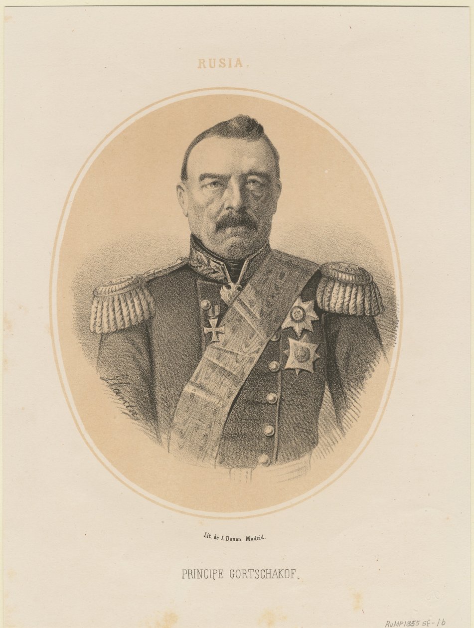 Porträt von Prinz Michail Dmitrijewitsch Gortschakow, 1795-1861, 1865 von Jacques Francois Gauderique Llanta