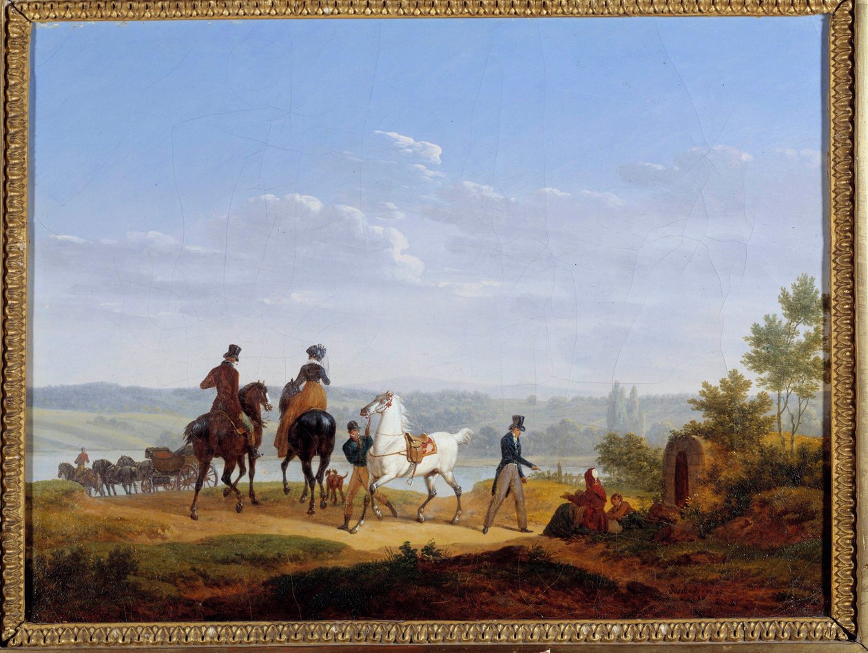 Landschaft mit Figuren und Reitern von Jacques Francois Joseph Swebach