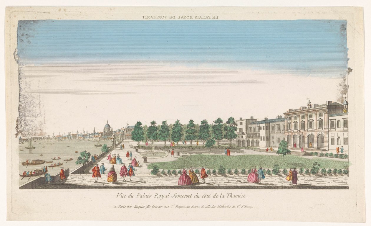 Ansicht des Somerset House am Fluss Themse in London von Jacques Gabriel Huquier