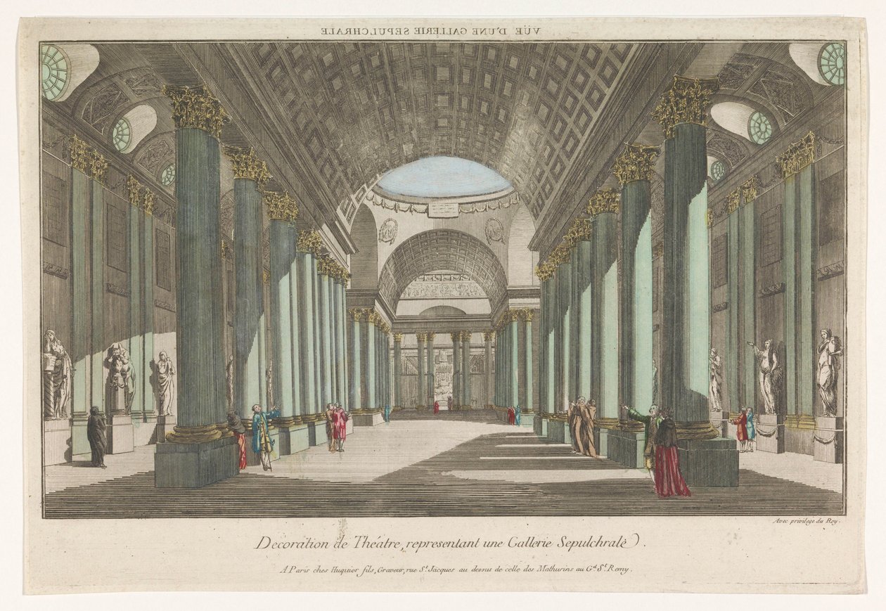 Ansicht einer Galerie mit sepulchralen Statuen von Jacques Gabriel Huquier