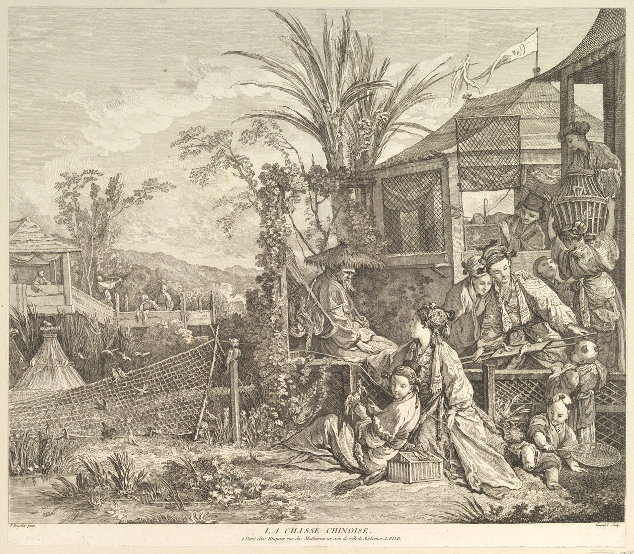 Die chinesische Jagd, aus Chinoiserien von Jacques Gabriel Huquier