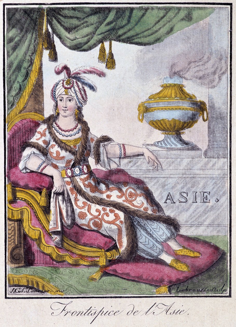 Frontispiz von Asien - in „Encyclopedia of Travels“ von Grasset St Sauveur, ed. 1796 von Jacques Grasset de Saint Sauveur