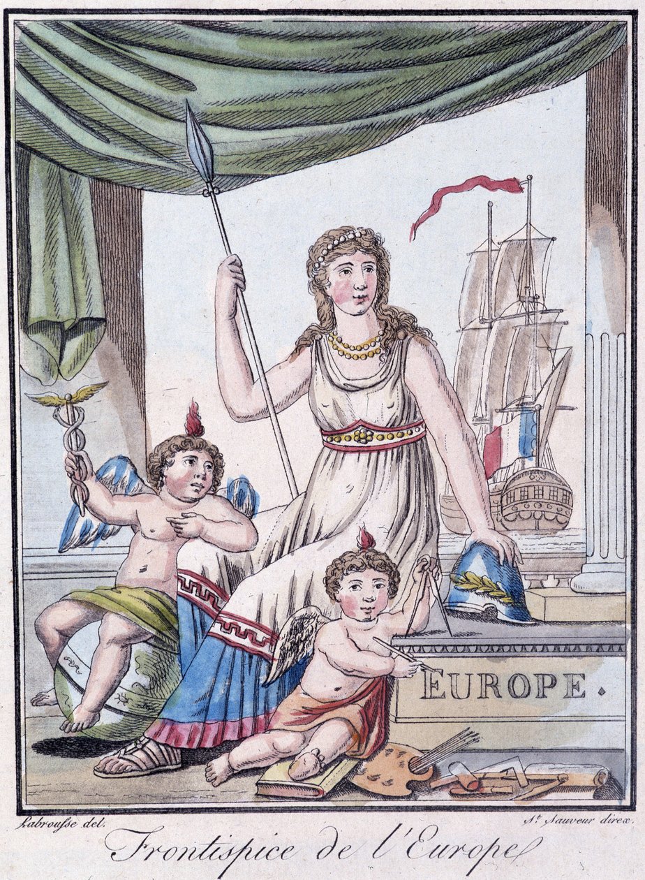 Frontispiz von Europa - in „Encyclopedia of Travels“ von Grasset St Sauveur, ed. 1796 von Jacques Grasset de Saint Sauveur