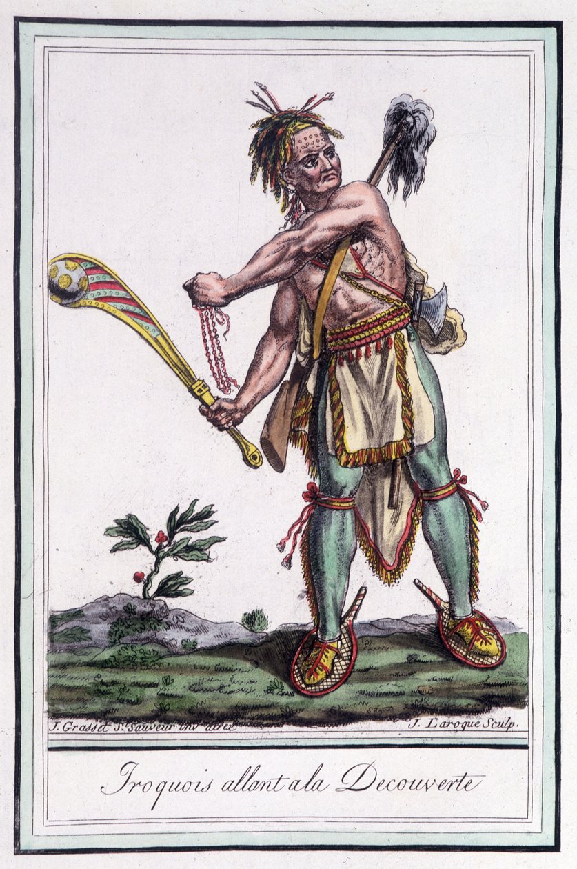 Irokesen „auf Entdeckungstour“ - in „Enzyklopädie der Reisen“ von Grasset St Sauveur, Paris von Jacques Grasset de Saint Sauveur
