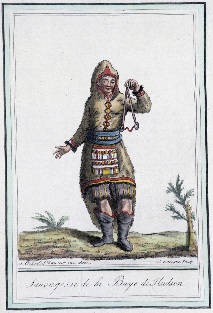 Sauvagesse von Hudson Bay (Kanada) - in „Enzyklopädie der Reisen“ von Grasset St Sauveur, ed. 1796 von Jacques Grasset de Saint Sauveur