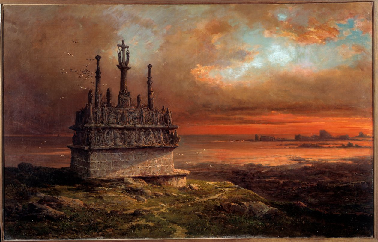Das Kalvarienberg von Tronoen im Sonnenuntergang von Jacques Guiaud