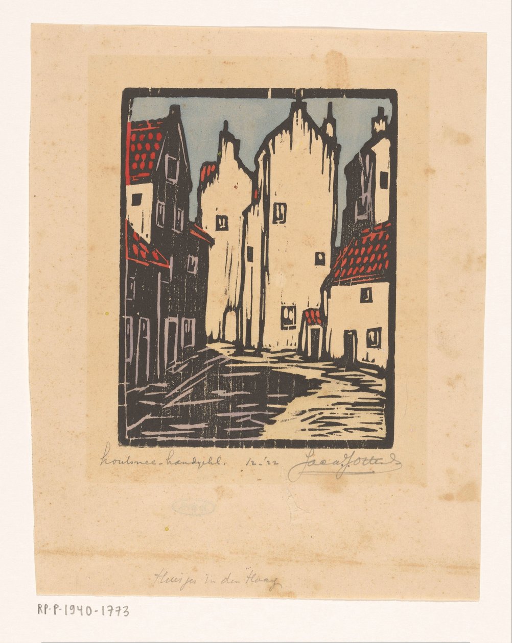 Häuser in Den Haag von Jacques Jeichienus Ottens (signed by artist)