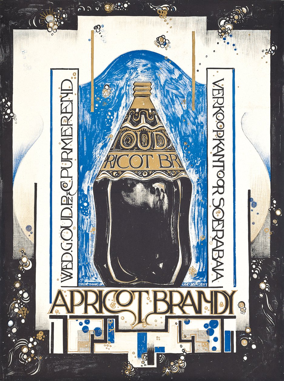 Plakat zur Werbung für Aprikosenbrand, für den Wein- und Sherryhändler Oud, ca. 1920 von Jacques Jongert