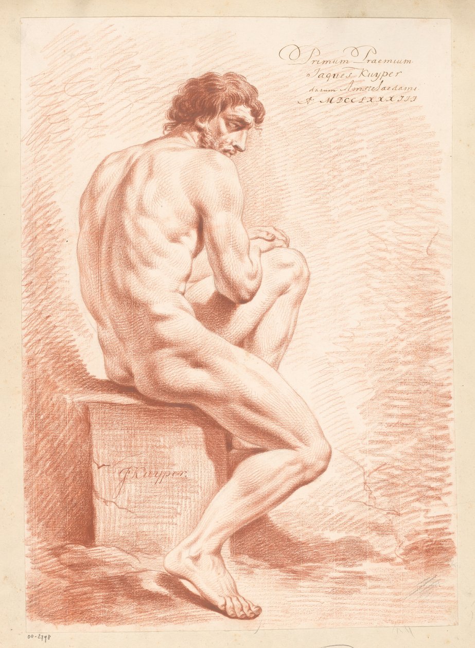Sitzender männlicher Akt, von hinten gesehen (1. Preis 1783) von Jacques Kuyper