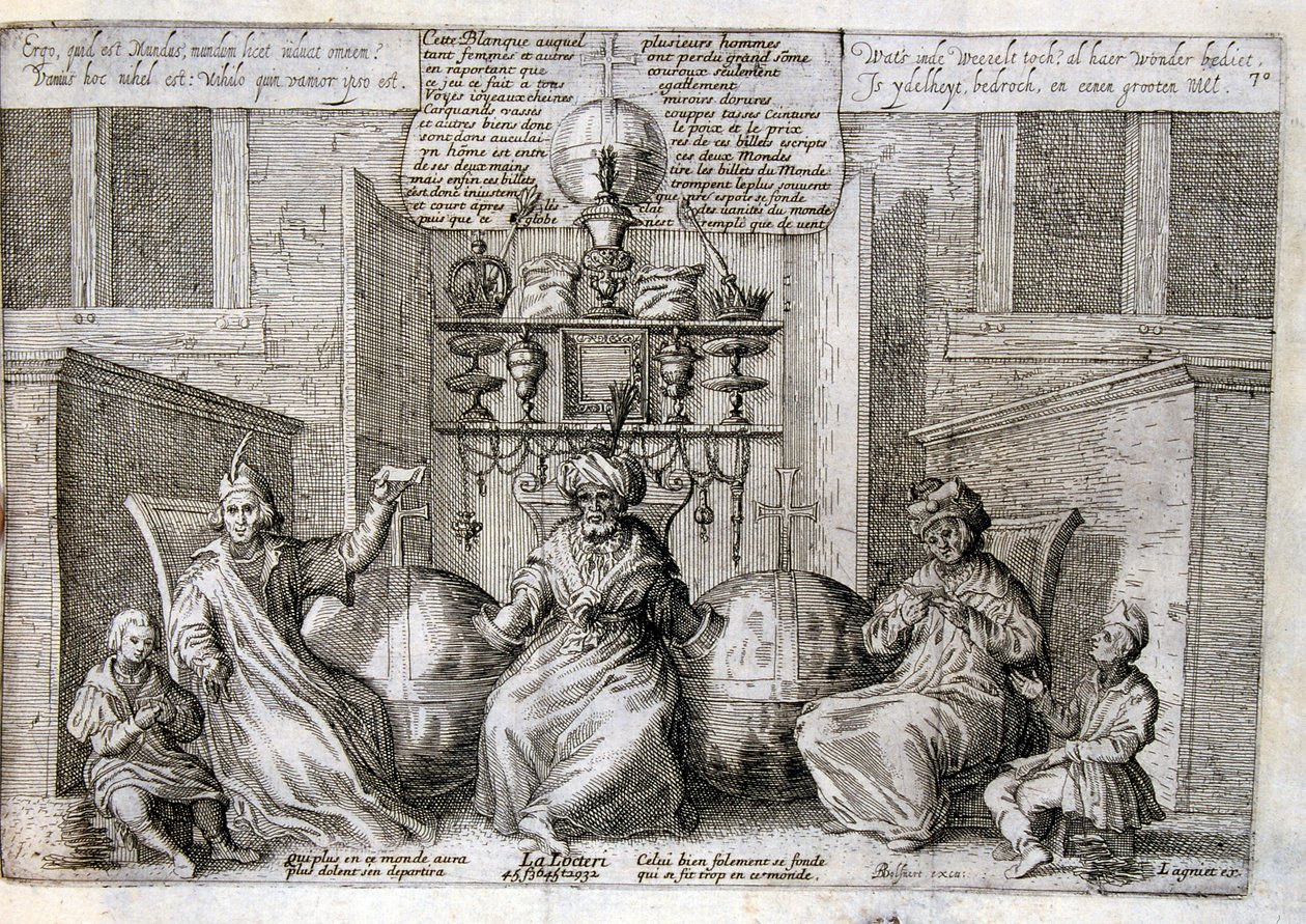 17. Jahrhundert gravierte Illustration aus einer Sammlung von Sprichwörtern. Paris 1657-1663. Von Jacques Lagniet (1620-1675). Französischer Graveur. Von ihm viele sozialkritische Gravuren und Spottbilder wie seine manchmal grotesken und fantastischen Illu von Jacques Lagniet