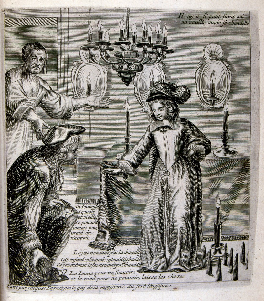 17. Jahrhundert gravierte Illustration aus einer Sammlung von Sprichwörtern, Paris 1657-1663 von Jacques Lagniet