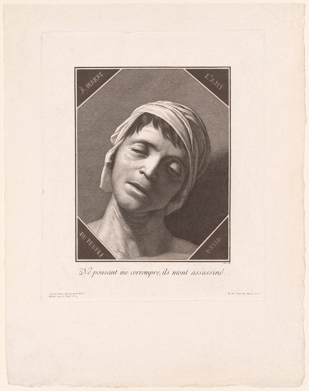 Marat, wie er im Moment seines Todes war von Jacques Louis Copia