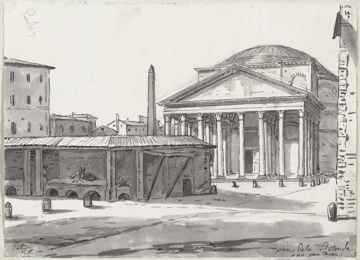 Das Pantheon vom Platz aus gesehen von Jacques Louis David