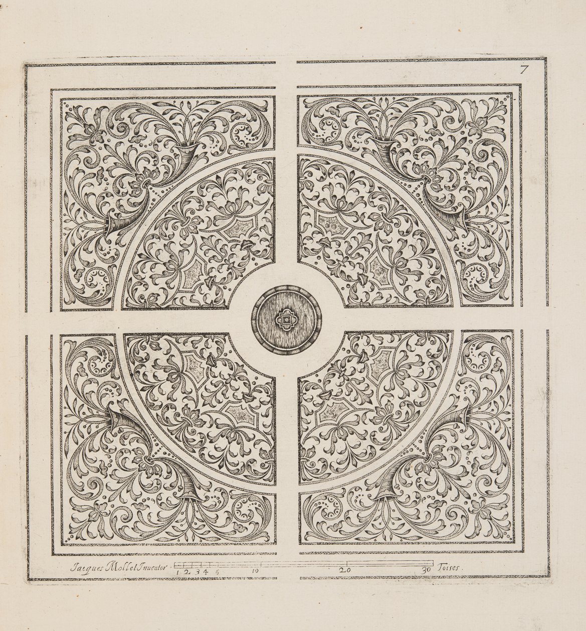 Entwurf für Parterre, aus Theatre des Plans et Jardinages, veröffentlicht 1652 (Gravur) von Jacques Mollet