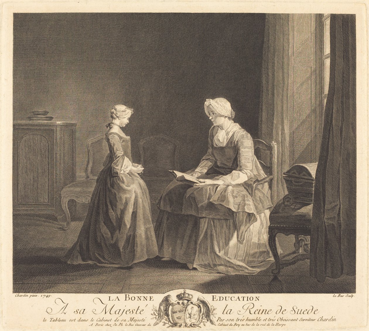 Die gute Erziehung von Jacques Philippe Le Bas after Jean Siméon Chardin