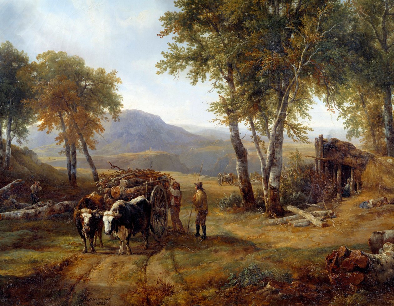 Die Holzfäller im Detailwald von Jacques Raymond Brascassat